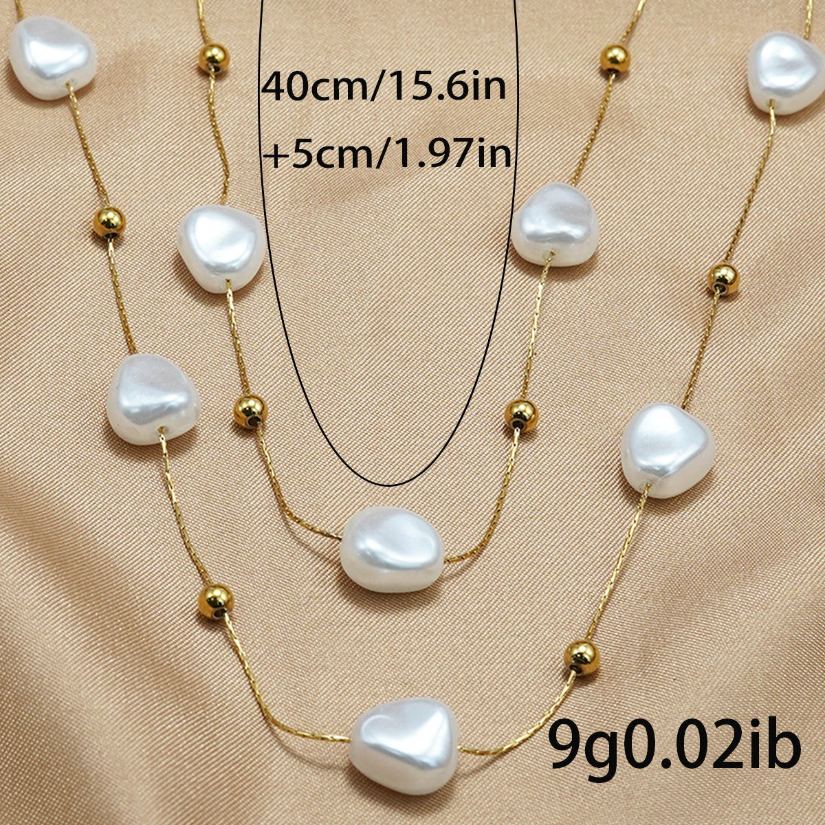 18K Gold Pearl Studded Necklace Minimalist Jewelry