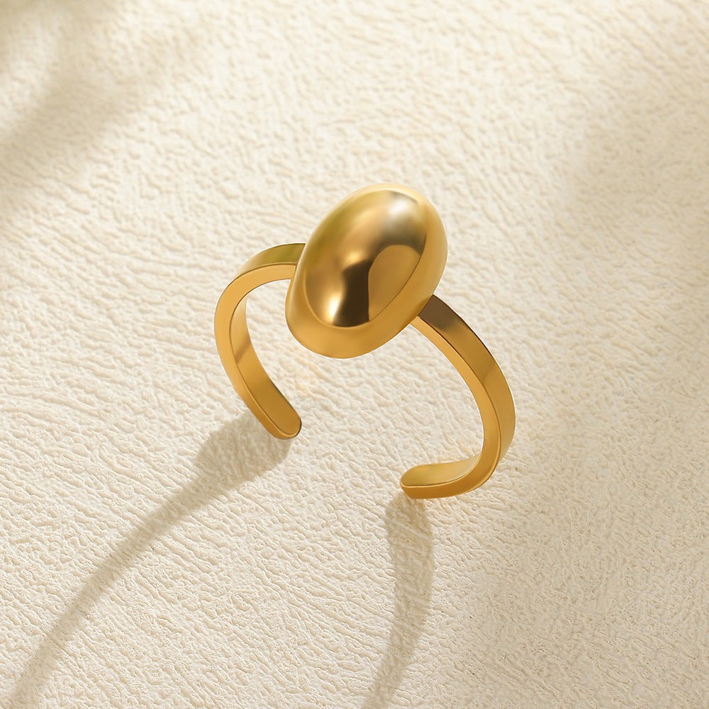 Stainless Steel Pearl Hollow Geometry Open Ring