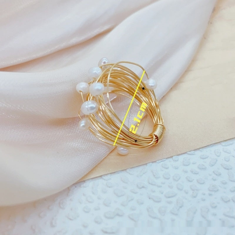 Starry Sky Winding Tourmaline Pearl Ring
