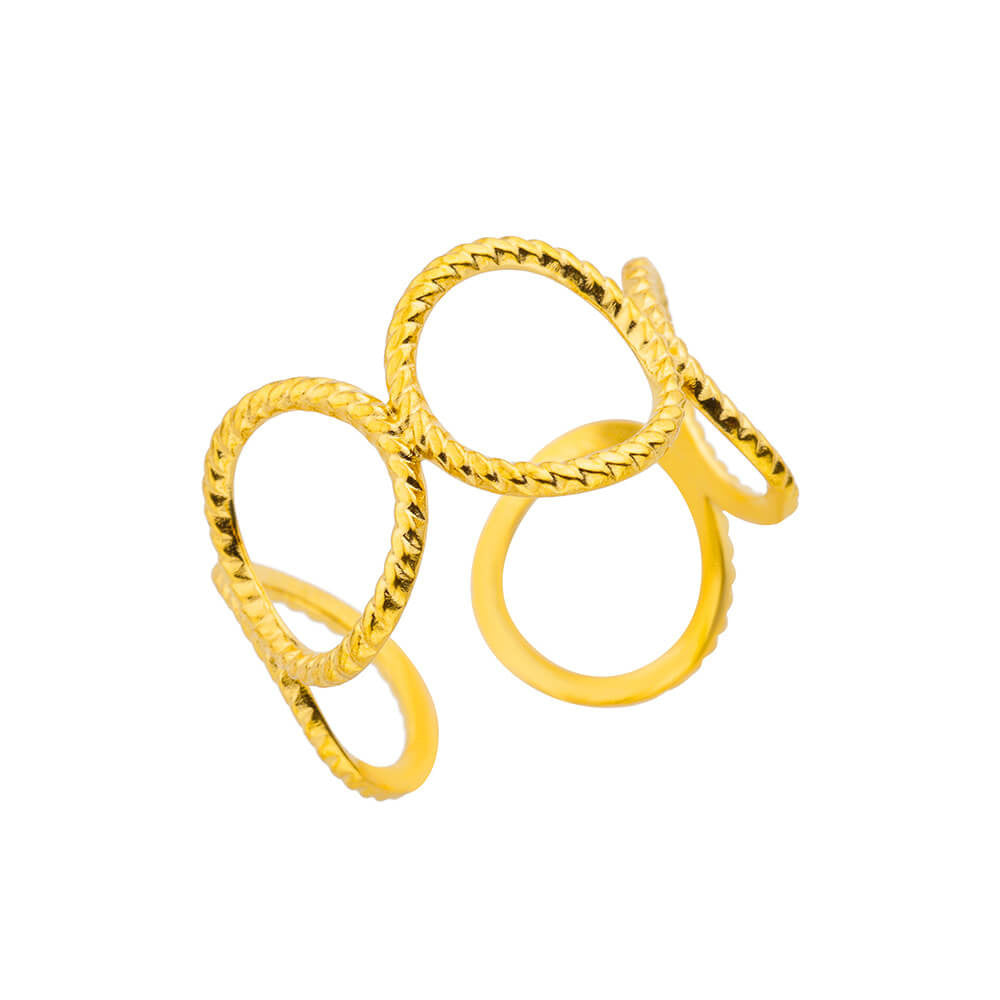 Stainless Steel Pearl Hollow Geometry Open Ring