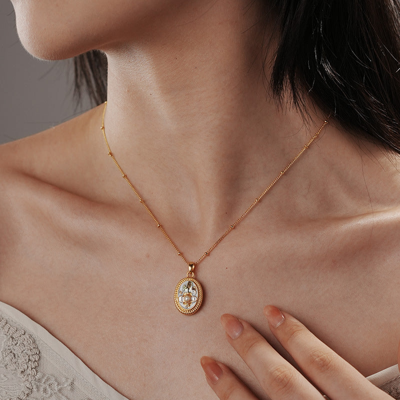 Jardin Monet Pearl Necklace Pendant Female French Autumn And Winter Sweater