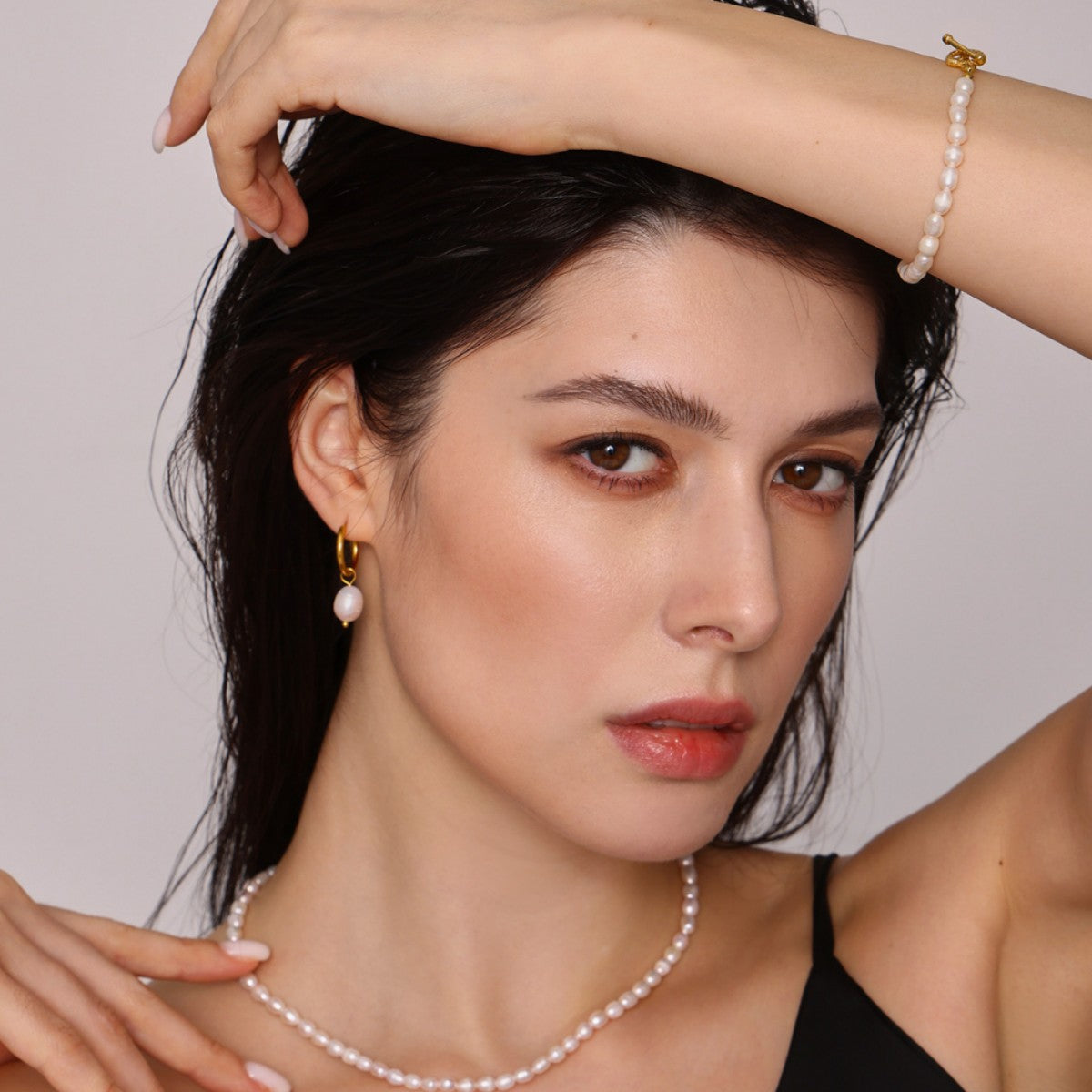 Baroque Freshwater Pearl Necklace Bracelet Earrings Ins Niche Sweet