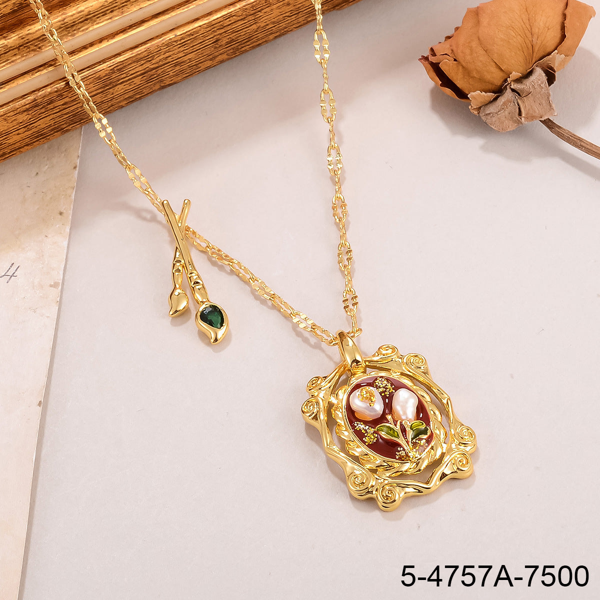 Jardin Monet Pearl Necklace Pendant Female French Autumn And Winter Sweater