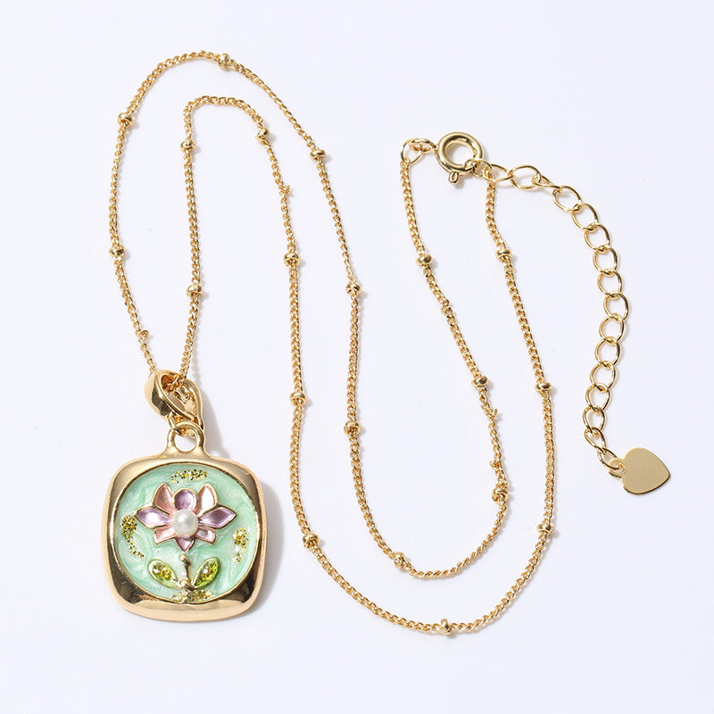 Jardin Monet Pearl Necklace Pendant Female French Autumn And Winter Sweater