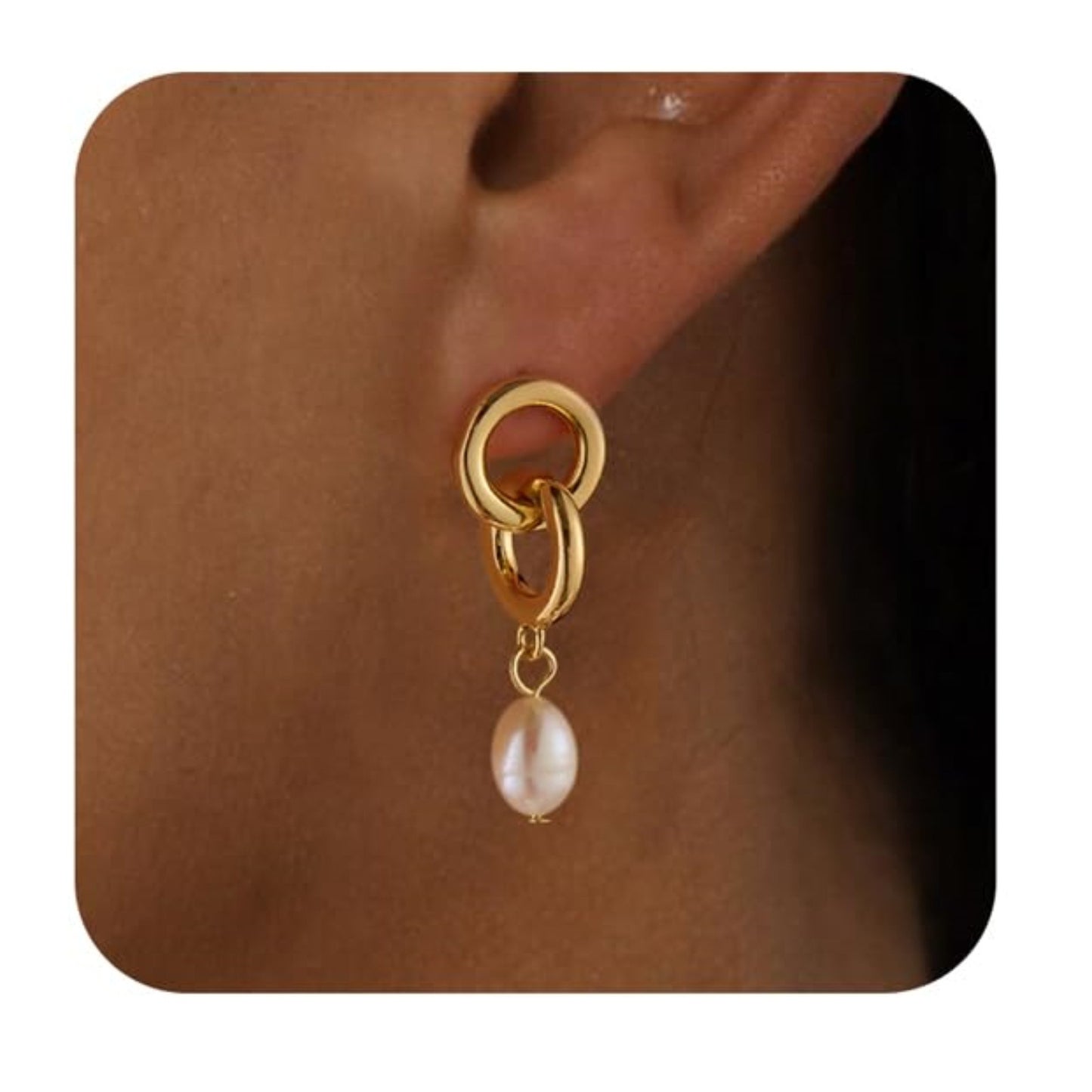 Real Gold Brass Electroplating France Vintage Pearl Earrings Suit