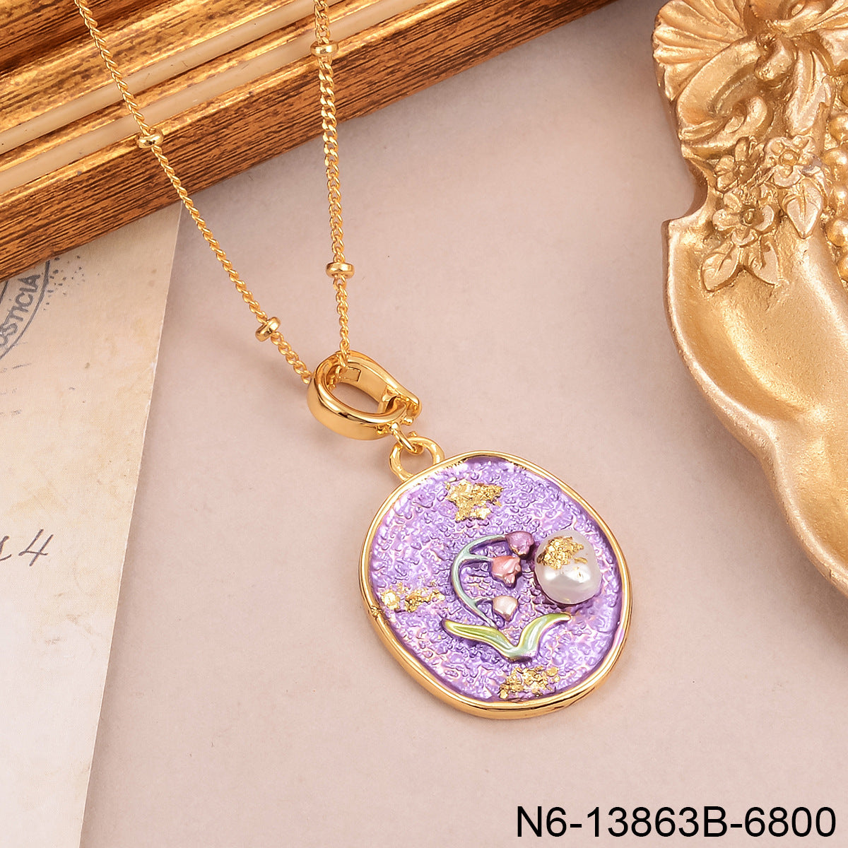 Jardin Monet Pearl Necklace Pendant Female French Autumn And Winter Sweater