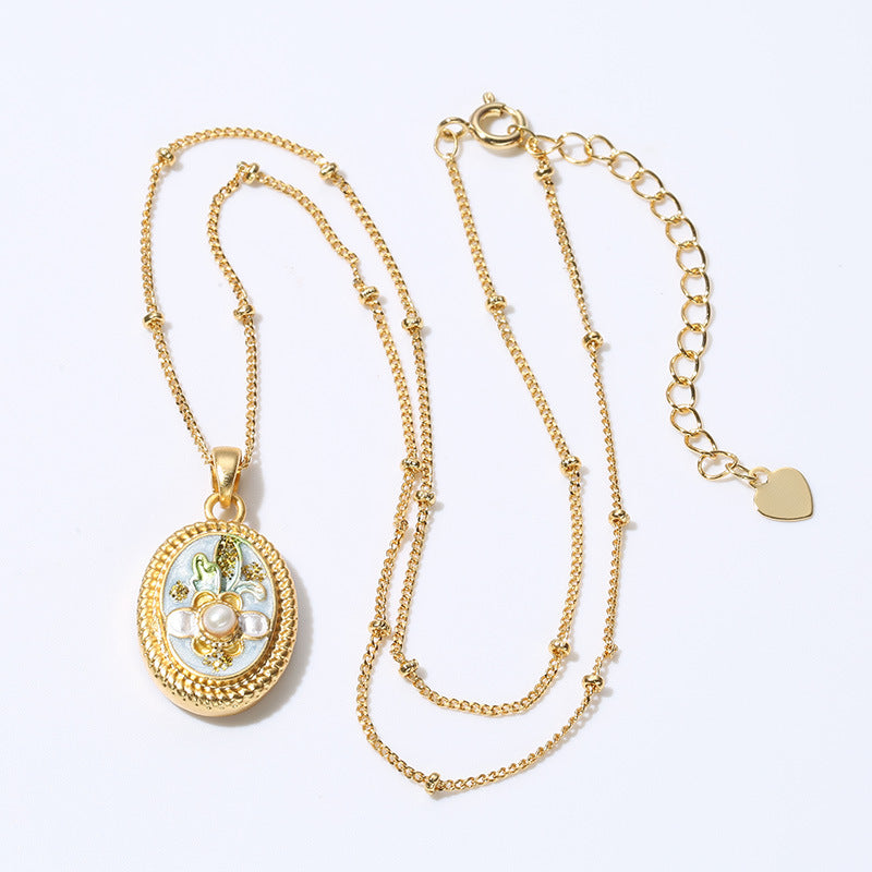 Jardin Monet Pearl Necklace Pendant Female French Autumn And Winter Sweater