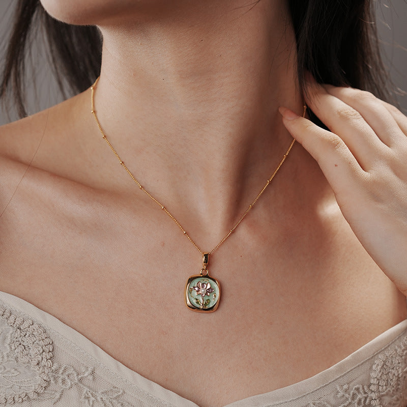 Jardin Monet Pearl Necklace Pendant Female French Autumn And Winter Sweater