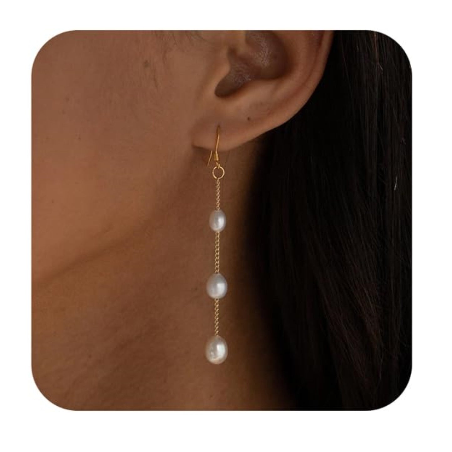 Real Gold Brass Electroplating France Vintage Pearl Earrings Suit