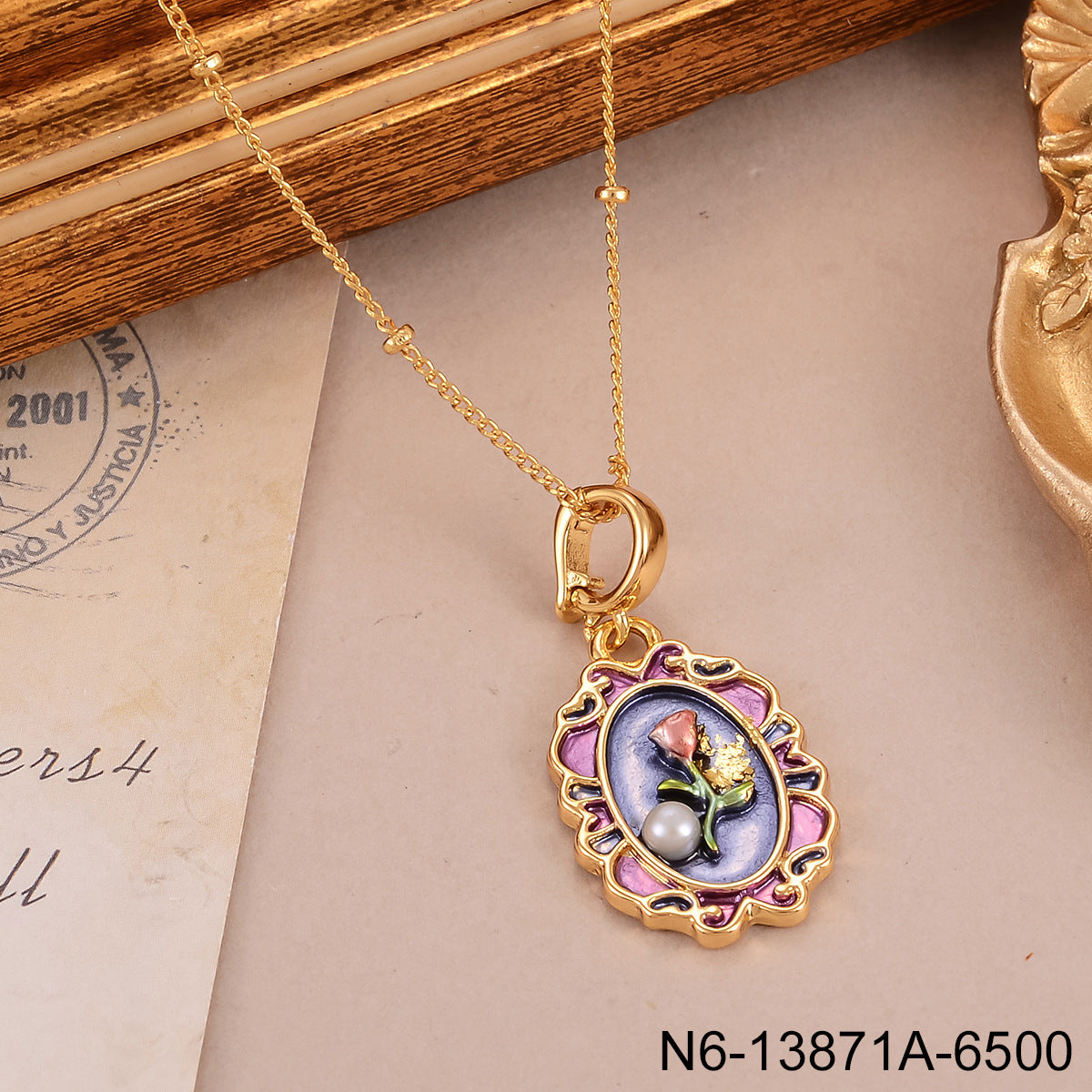 Jardin Monet Pearl Necklace Pendant Female French Autumn And Winter Sweater