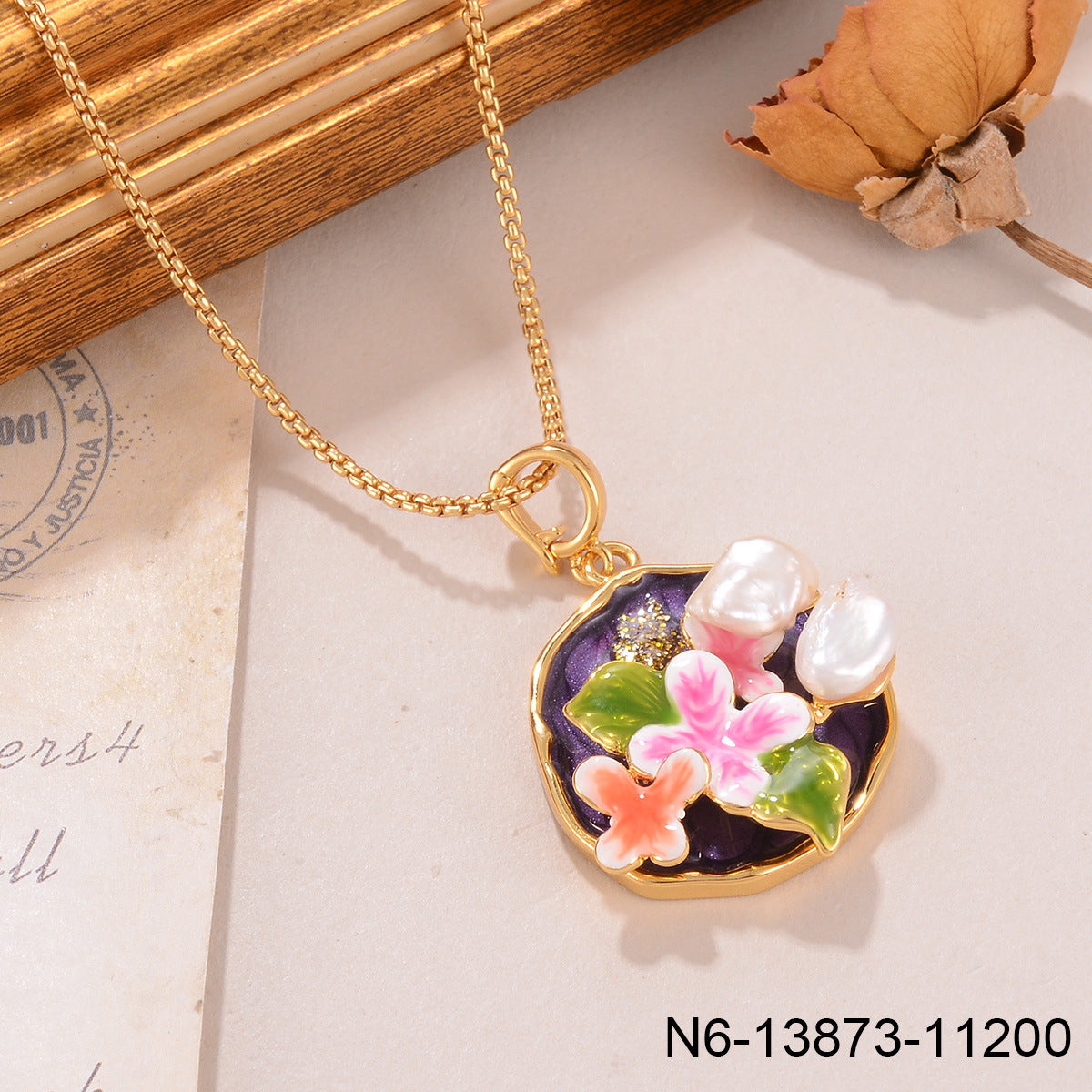 Jardin Monet Pearl Necklace Pendant Female French Autumn And Winter Sweater