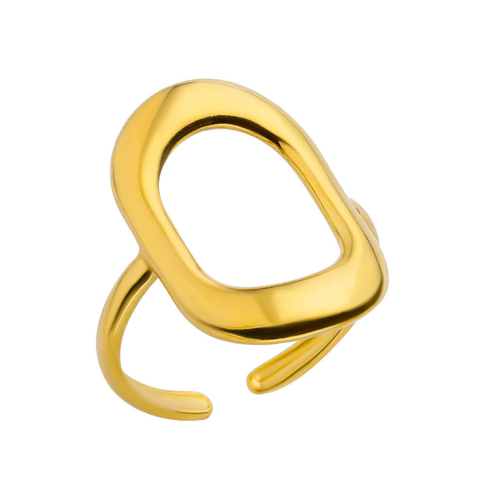 Stainless Steel Pearl Hollow Geometry Open Ring